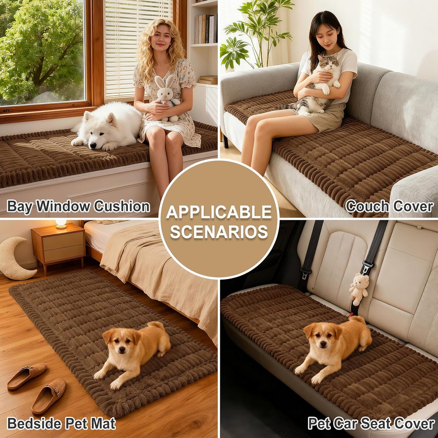 hyha Couch Covers for Dogs Washable, Non Slip Plush Dog Sofa Protectors, Fuzzy Pet Couch Covers for 3 Cushion Sofa Pet Friendly (Camel, 27.6" x 59") - Colors A