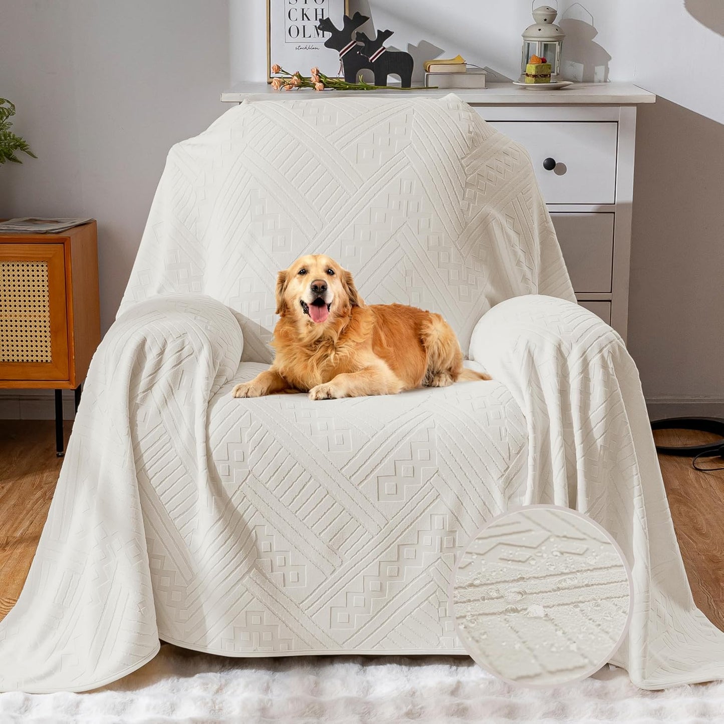 Waterproof Couch Cover, Reversible, Pet-Friendly, Washable and Anti-Slip Couch Covers for Sofa Protection with 3 Cushions, Sofa Slipcovers for Dogs and Cats (71×118in/Brown)