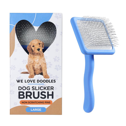 We Love Doodles Slicker Brush with Non Scratching Pins - Dog Brush with Coated Pins, Slicker Brush for Dogs Dematting, Grooming Brushes for Short Haired & Long Haired, Poodle & Goldendoodle (Small)