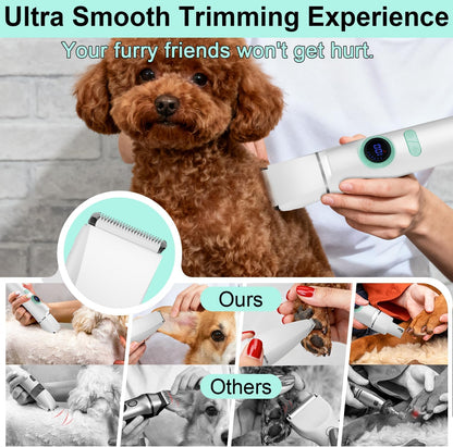 TBTeek Dog Grooming Clippers with LED Light,10-Level Speed 5-in-1 Cordless Dog Grooming Kit, Rechargeable Silent Dog Paw Trimmer Nail Clippers for Thick Hair Toenail Small Dog Pet 's feet