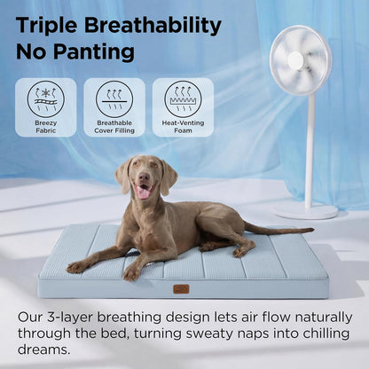 Bedsure Dog Beds Large Sized Dog - Comfy Flat Pet Beds with Removable Washable Cover, Orthopedic Egg Crate Foam Puppy Mat, Suitable for Pet Up to 65 lbs