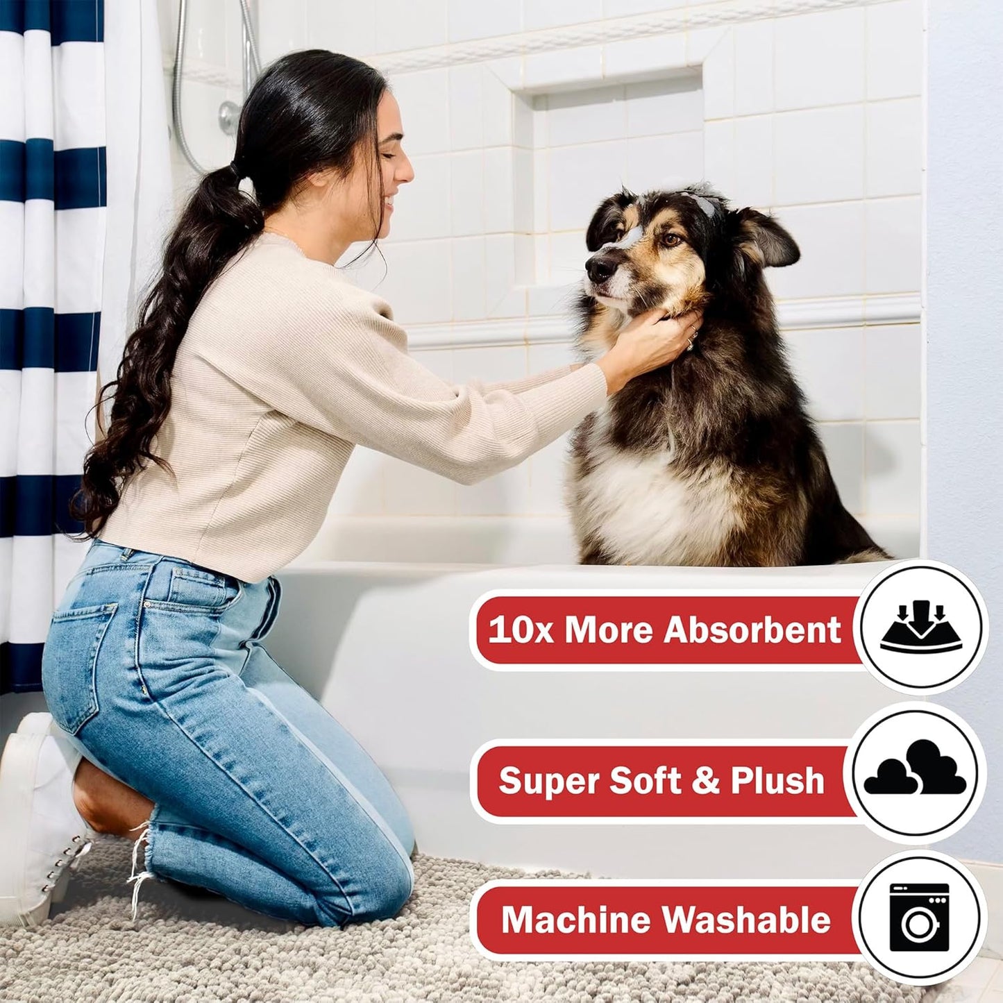 DogBuddy Dog Door Mat for Muddy Paws, Absorbent Microfiber Pet Rug, Waterproof Non-Slip Doormat, Washable Rugs for Dogs, Entryway Indoor Outdoor Mat, Dog Supplies (Medium, Shadow)