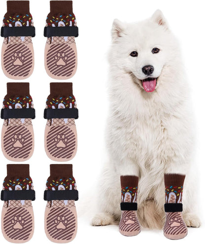 EXPAWLORER 6Pcs Anti-Slip Dog Socks to Prevent Licking Paws,Dog Shoes for Hot Pavement,Dog Booties Traction Control on Hardwood Floor,Boots & Paw Protectors, for Puppy Small Medium Large Senior Dogs