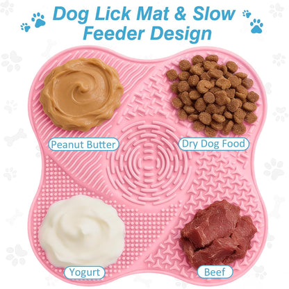 Lick Mat for Small Dogs with Suction Cups, Dog Lick Mat for Anxiety Relief, Slow Dog Feeder and Cat Licking Mat for Boredom Reducer, 1 Pack (Blue)