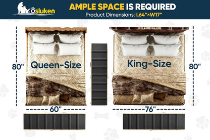 𝟐𝟎𝟐𝟔 𝐔𝐩𝐠𝐫𝐚𝐝𝐞𝐝 Dog Ramp for Bed, 64" Long Foldable Pet Ramp for Small Large Dogs, Dog Ramps for High Beds Car, High Traction with Platform 6 Adjustable Heights 24" to 30" Up to 220LBS Black