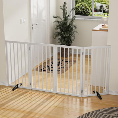 Dog Gate 32" Tall Foldable Dog Gate for Doorways Freestanding Pet Gate for Dogs Indoor (Walnut, 3 Panel)