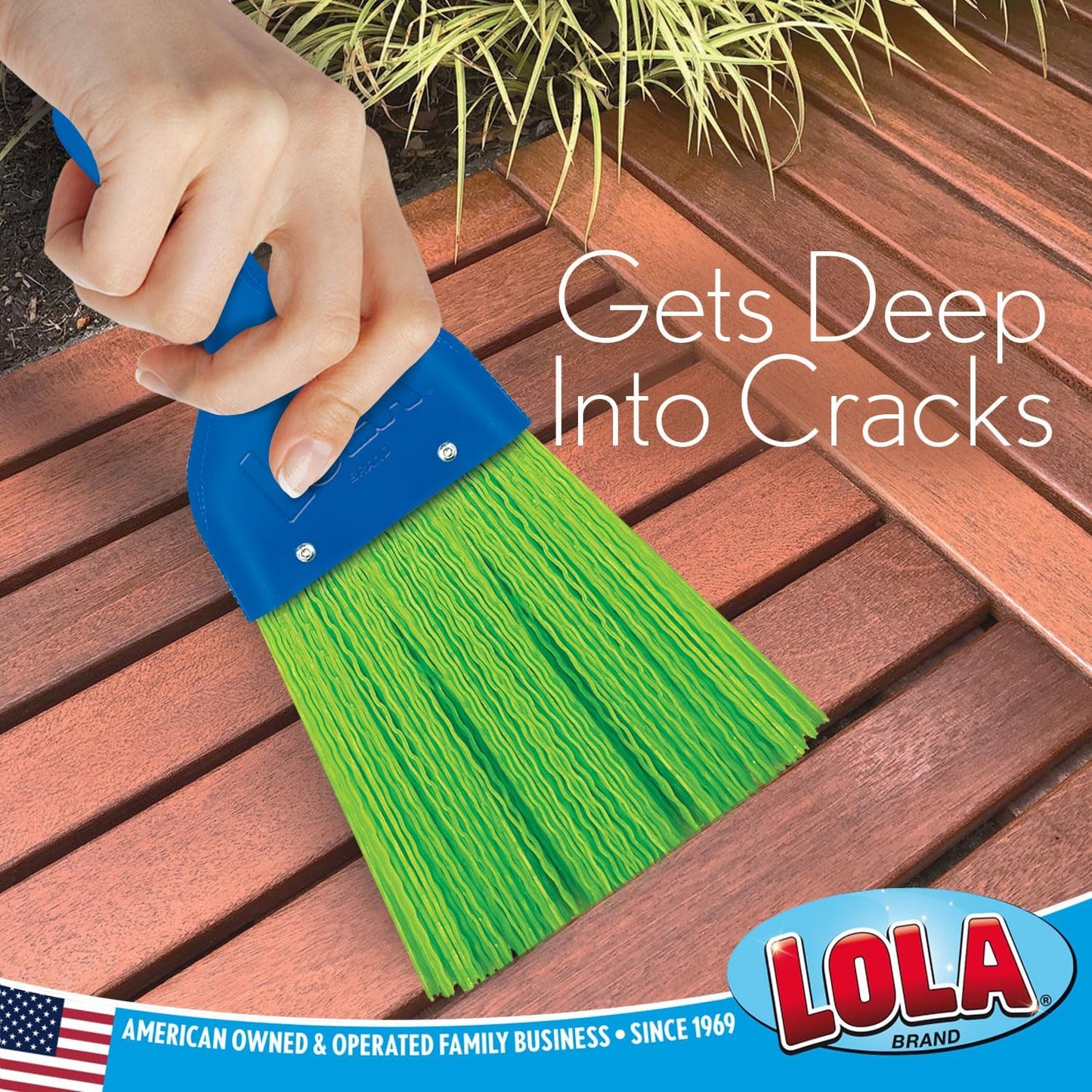 LOLA Whisk Broom, Hand Brush, Durable Bristles, Whisks Away Dirt & Debris, Compact, Hang Hole for Easy Storage, Indoor/Outdoor, 1 Pack