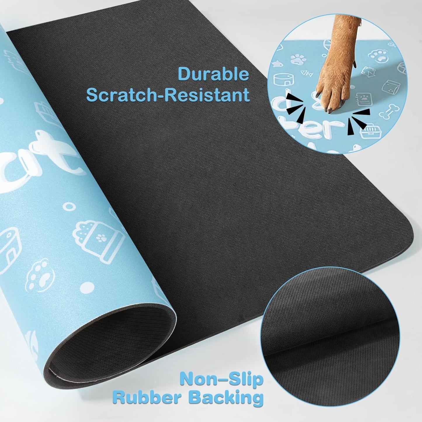 Pet Feeding Mat,Dog Cat Mat for Food and Water,Dog Bowl Waterproof Placemat with Rubber Backing,Absorbent Quick Dry Water Dispenser Mat for Pet（Dark Gray 12"×18"）