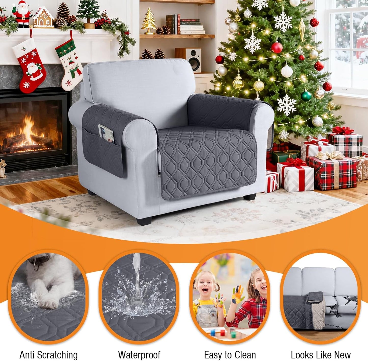 VANSOFY Couch Cover, Waterproof Sofa Covers Washable Slipcover Furniture Protector Couch Seat Covers Non-Slip Couch Cover for Dogs, Pets(Sofa, Dark Gray)