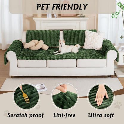 PuTian 100% Waterproof Fuzzy Couch Cover for Dogs Washable Non-Slip Furniture Cover Pet Friendly Dog Mat for Couches and Sofas White 27.6''x59'' 70cmx150cm