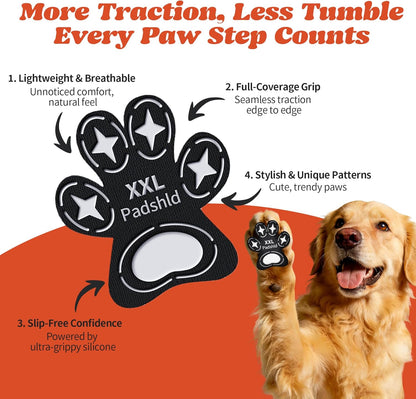 Dog Paw Protectors, Anti Slip Paw Pads for Dogs - Traction Grips for Senior Dogs & Puppies on Hardwood Floors, Paw Stickers for Dog Feet with Secure Grip 6 Sets (24 Pcs) M