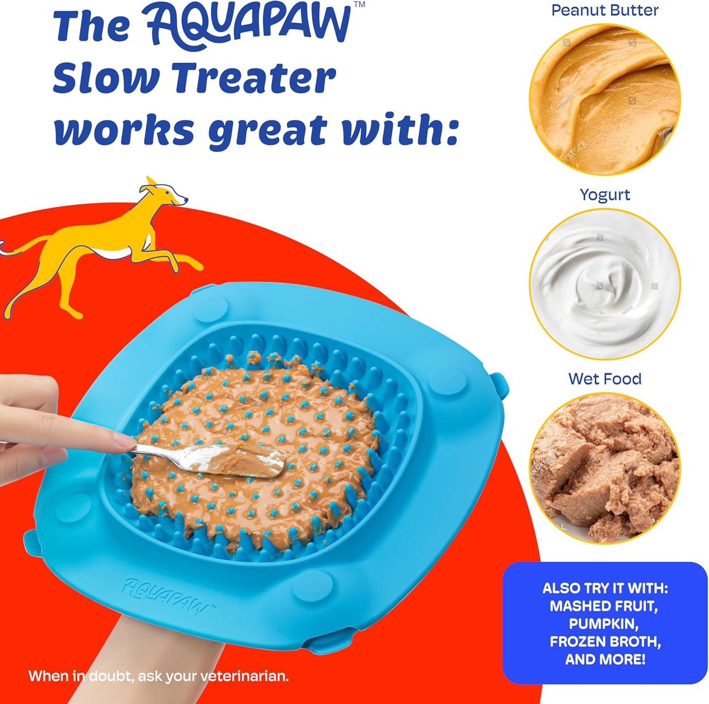 Aquapaw Lick Mat for Dogs with Suction Cups - XL, Blue, 1-Pack - Slow Feeder Lick Pads for Dogs & Grooming Enrichment - Food Mat for Peanut Butter Treats