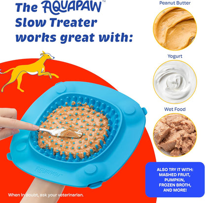 Aquapaw Lick Mat for Dogs with Suction Cups - XL, Blue, 1-Pack - Slow Feeder Lick Pads for Dogs & Grooming Enrichment - Food Mat for Peanut Butter Treats