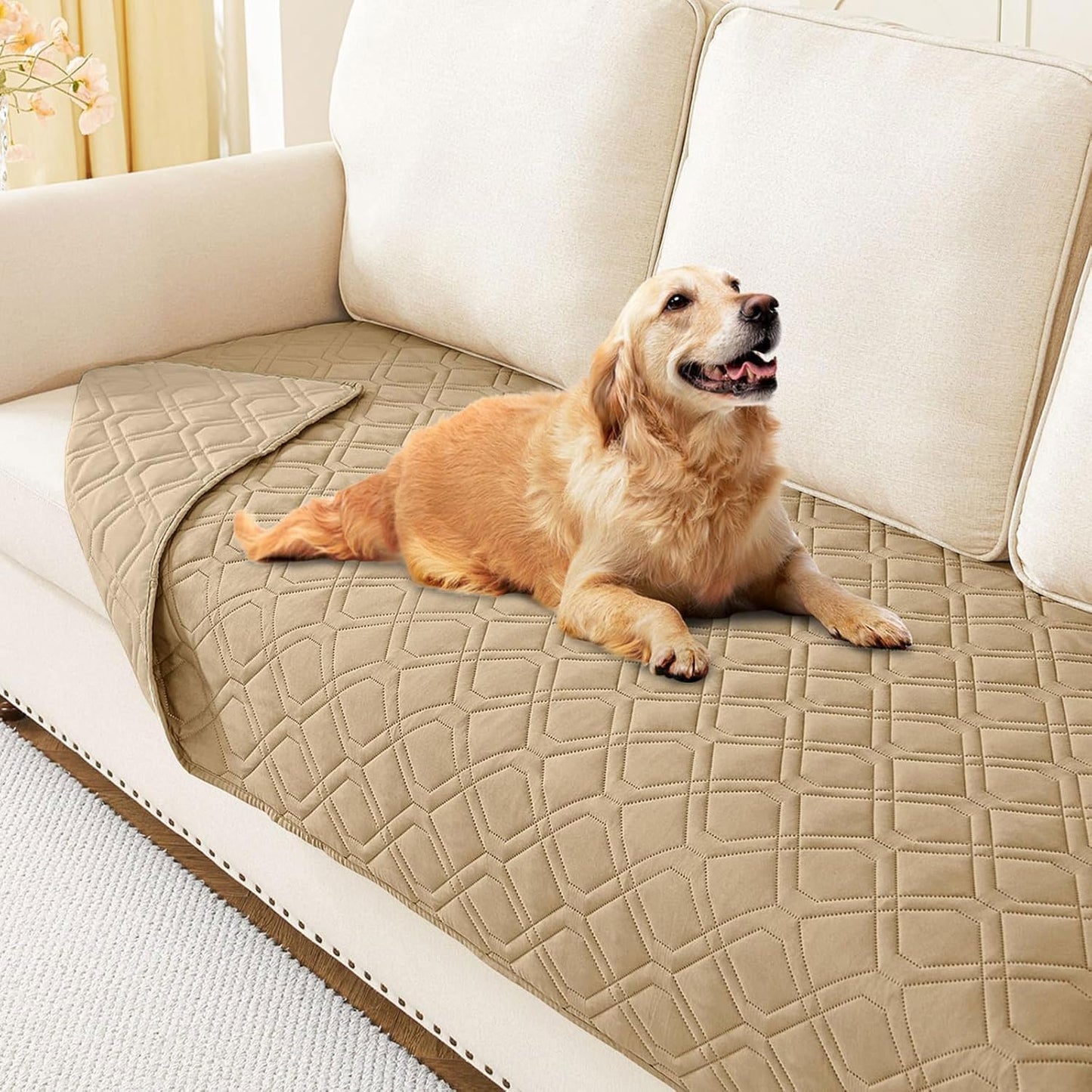 hyha Waterproof Dog Bed Blanket, Soft Pet Blankets, Waterproof Couch Cover for Dogs, Reversible Sofa Covers Washable for Furniture (30x70 Inch, Taupe/Beige)