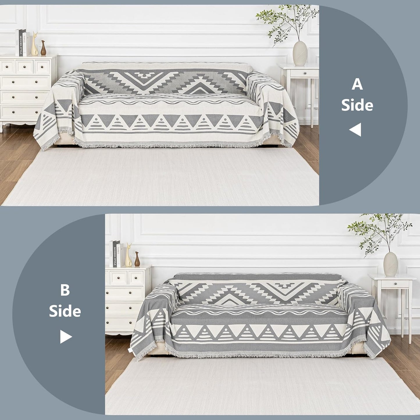 MYSKY HOME Couch Cover for Dogs, Washable Couch Covers, Non Slip Sofa Cover, Couch Cover 2 Cushion Sofa Dogs Furniture Protector with Tassels, Chenille Sofa Slipcover for Pets, 71"x118", Dark Grey