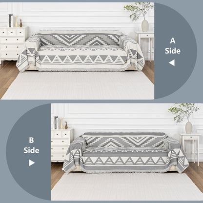 MYSKY HOME Couch Cover for Dogs, Washable Couch Covers, Non Slip Sofa Cover, Couch Cover 2 Cushion Sofa Dogs Furniture Protector with Tassels, Chenille Sofa Slipcover for Pets, 71"x118", Dark Grey