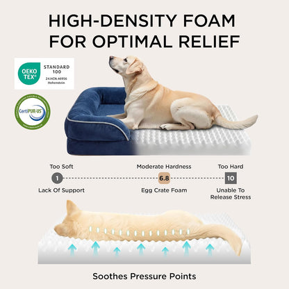 Bedsure Orthopedic Dog Bed Medium Size Dogs - Washable Small Medium Dog Cat Bed Waterproof, Comfort Cats Couch Sofa with Washable Removable Cover, Pets Bed with Nonskid Bottom, Grey, 28"