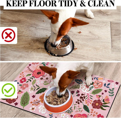 Dog Food Mats for Floors, Absorbent Dog Bowl Mat for Food and Water Dispenser, Quick Dry Cat Food Mat Pet Supplies