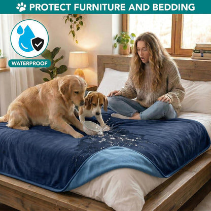PetAmi Waterproof Dog Blanket for Medium Large Pets Dogs Cats, Pet Couch Cover Protector for Furniture, Reversible Washable Soft Fleece Cat Blanket for Bed Couch Sofa, 40x60 (Taupe/Beige)