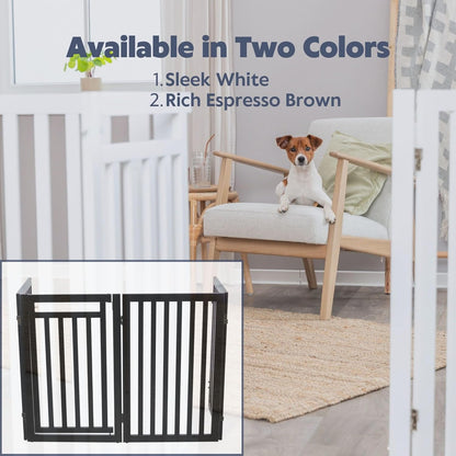 Trixie Freestanding 4-Panel Pet Gate, 31.5-in Tall Foldable Indoor Dog Barrier Fence, 81.2-in Max Width with Walk-Thru-Door, White