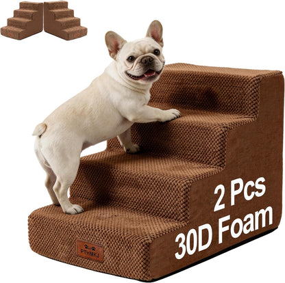 2 Pack Dog Stairs for Small Dogs 3-Step Pet Stairs for Bed Couch Chair Stool Non-Slip Pet Steps for Puppy Small Dogs Cat Older Pet Grey 13.6" H