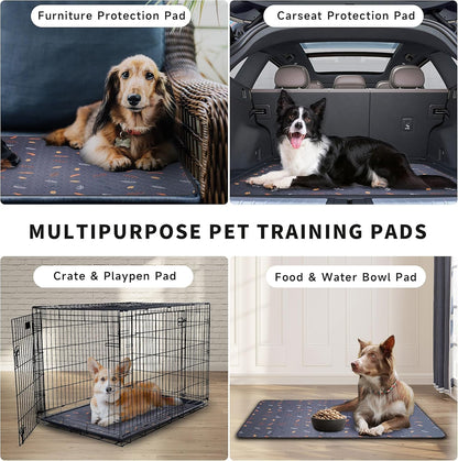 Sunheir Washable Pee Pads for Dogs Large 48" x 48" 2-Pack Reusable Puppy Pads Pet Training Pads, Absorb Dog Mats, Whelping Pad, Non-Slip Protects Against Urine Leakage (Leaves - Deep Grey, 48x48)
