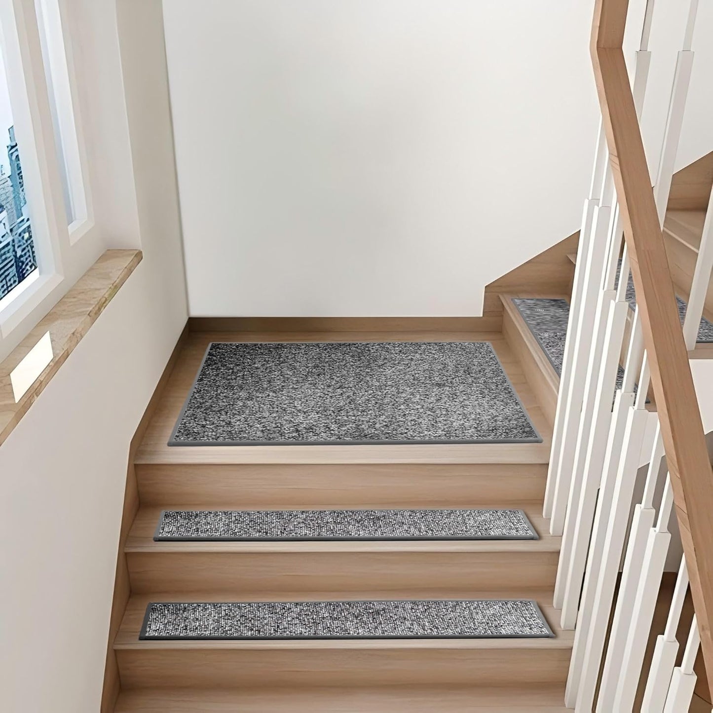 Non-Slip Stair Treads for Wooden Steps 15pcs,8"x30" Stair Carpet Treads for Indoor Use,Peel and Stick Stair Runners,Washable Reusable Adhesive Backing,Pet-Friendly Stair Capet for Kids,Elders,Dogs
