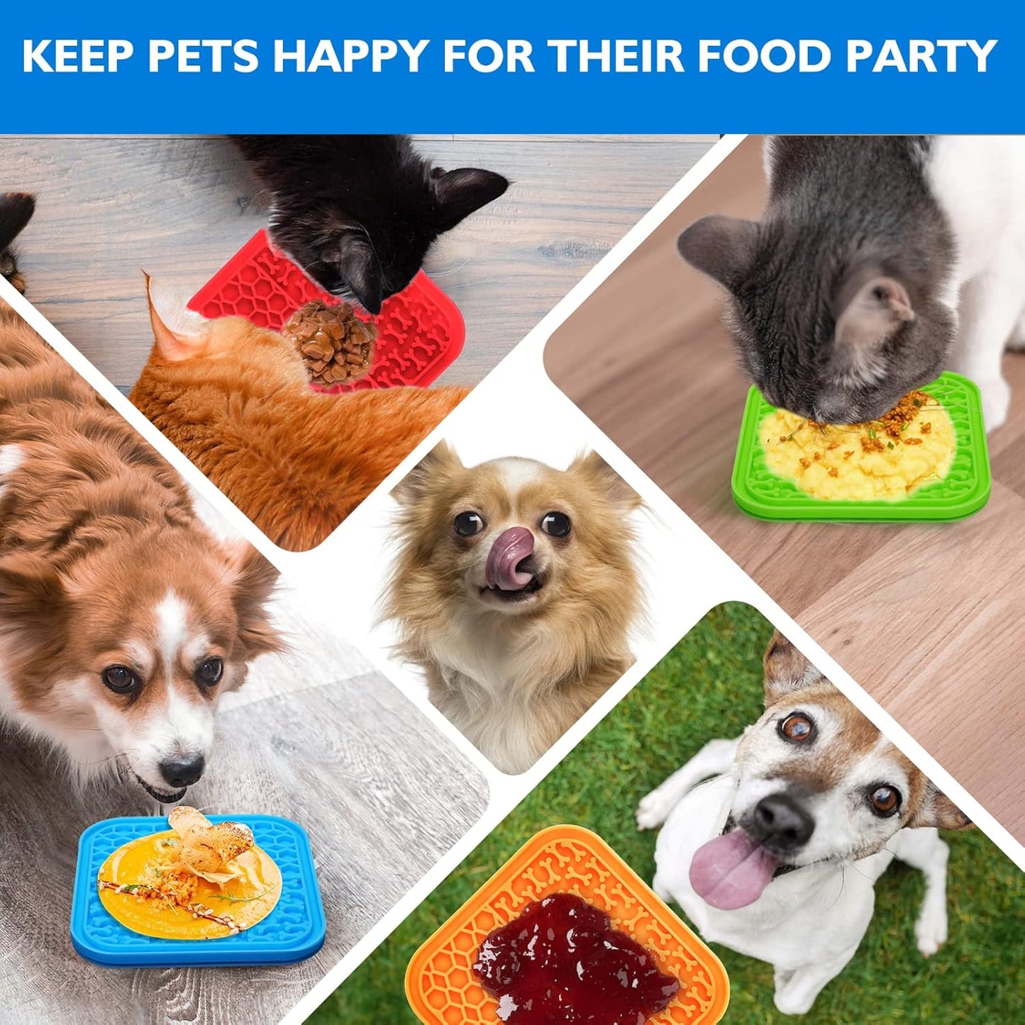 Lick Mat for Dogs - Slow Feeder Licking Mat with Suction Cups for Peanut Butter, Food Treats & Yogurt - 2 Pack