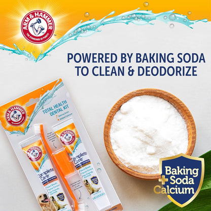 Arm & Hammer Complete Care Dog Dental Kit Enzymatic Toothpaste 2.5 OZ Chicken Flavor Toothbrush Finger Brush Tartar Baking Soda Formula