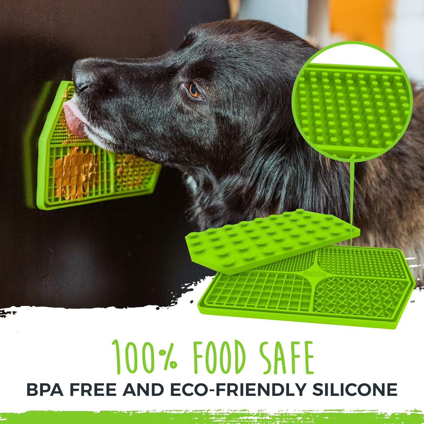 Mighty Paw Interactive Dog Lick Pad | Anxiety Relief, Dishwasher Safe, 4 Textures. Great for Dental Health. Dog Enrichment Toys for Medium Dogs, Lick Mat for Dogs Large Breed