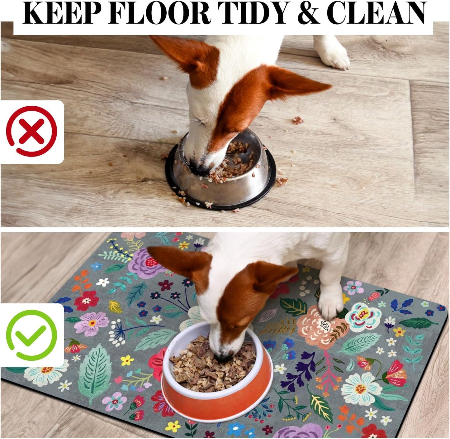 Dog Food Mats for Floors, Absorbent Dog Bowl Mat for Food and Water Dispenser, Quick Dry Cat Food Mat Pet Supplies