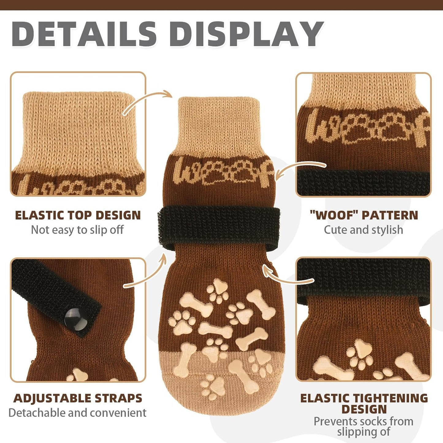 KOOLTAIL Dog Socks Shoes for Hot Pavement to Prevent Licking Paws, Winter Dog Boots&Paw Protector for Hardwood Floors Anti Slip,Traction Control Grip Booties for Small Medium Large Senior Dogs,Black M