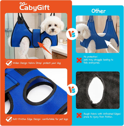 Dog Grooming Hammock Harness, Hanging Sling Restraint for Nail Clipping Small to Medium Dogs & Cats, with Nail Clipper and Comb Pet Grooming Hammock Kit-Large