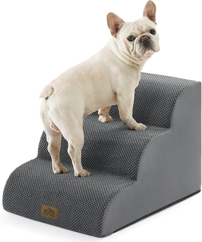 COZY KISS Extra Wide Dog Stairs with Tunnel, Foam Detachable Large Dog Step for Small Pet, Puppy or Cats, Medium Pet Ramp for High Bed, Couch, Sofa or Car, 19.7x33x22.4 inch, 5 Step, Beige