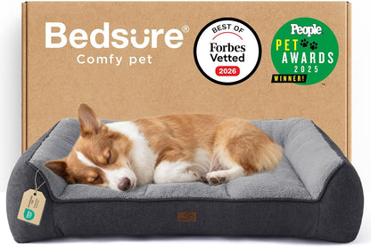 Bedsure SupportMax™ XL Pro Orthopedic Dog Beds Large Sized Dog - Extra Thick Supportive Dogs Couch with Waterproof Washable Cover, Extra Large Comfort Pet Sofa with Sherpa & Nonskid Bottom, Grey, 45"