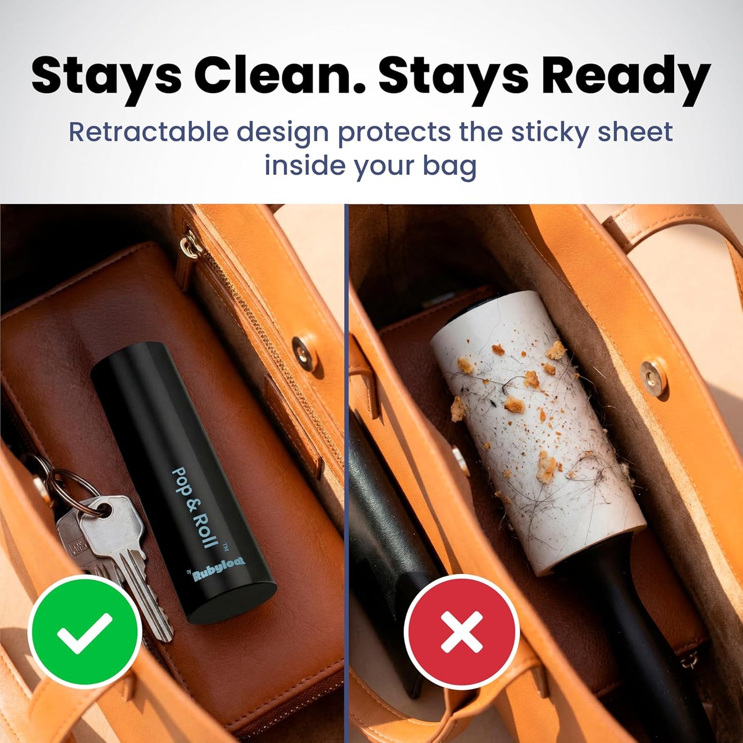 Mini Lint Roller for Pet Hair Extra Sticky (3 Pack + 4 Refill Rolls) - Travel Size Pet Hair Roller with Retractable Cover - Cat & Dog Fur Remover for Clothes