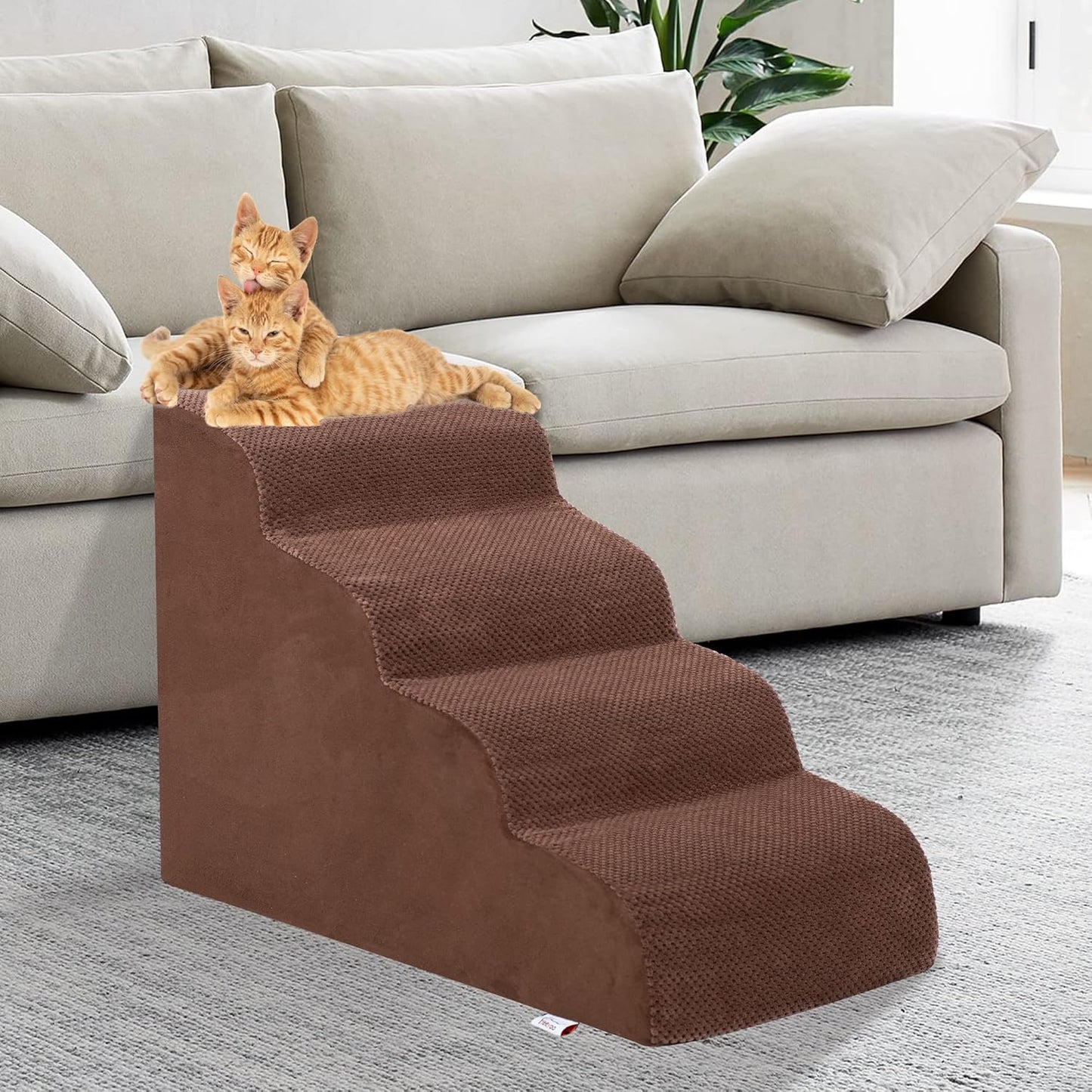 Dog Stairs for Small Dogs, 3 Tiers High Density Foam Dog Ramp, Extra Wide Non-Slip Pet Steps for High Beds Or Couch, Soft Foam Doggie Ladder for Dogs Injured, Older Pets, Small Cats