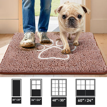 Bcoimo Super Absorbent Dog Door Mat, 30"*20" Anti Slip Mat for Muddy Paws, Pet Rugs for Dirty Paws Washable that Absorbs Moisture and Dirt, for Dog Cage and Pet Resting Carpet