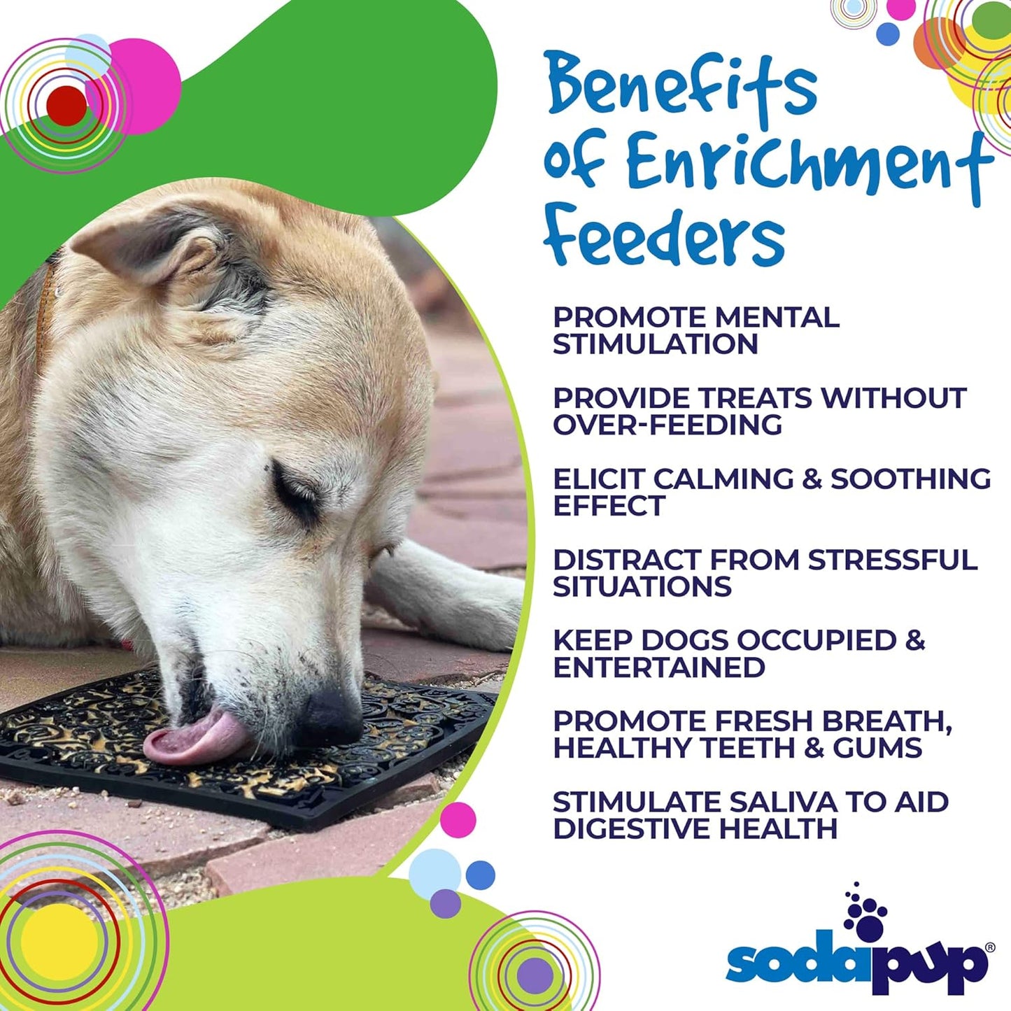 SodaPup Flower Power eMat – Durable Lick Mat Feeder Made in USA from Non-Toxic, Pet-Safe, Food Safe Rubber for Mental Stimulation, Avoiding Overfeeding, Fresh Breath, Digestive Health, & More