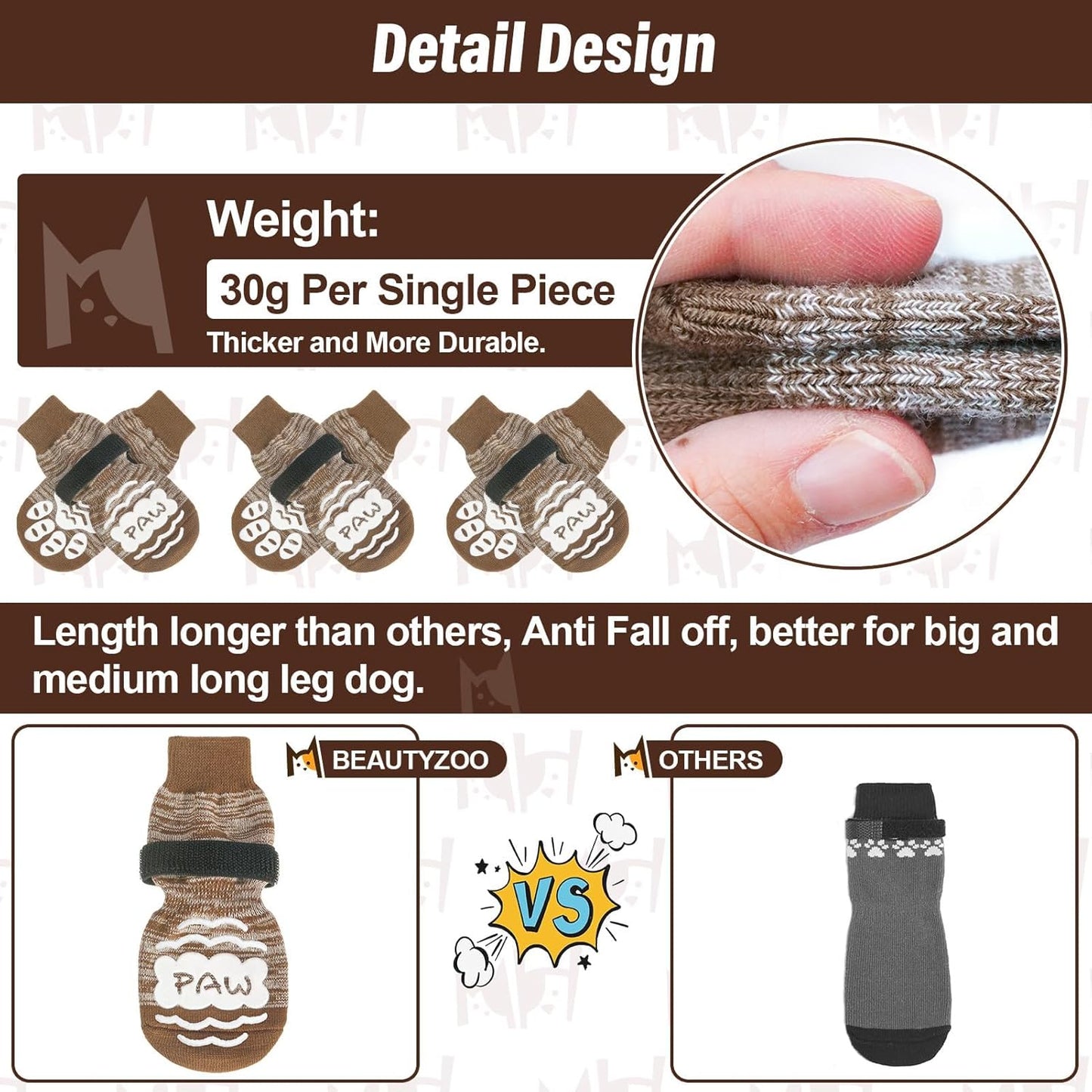 BEAUTYZOO Anti-Slip Dog Socks,Dog Shoes for Hot/Cold Pavement,Paw Protectors with Grips 3 Pairs for Puppy Small Medium Large Senior Old Dogs,Dog Socks to Prevent Licking and Hardwood Floor Protection