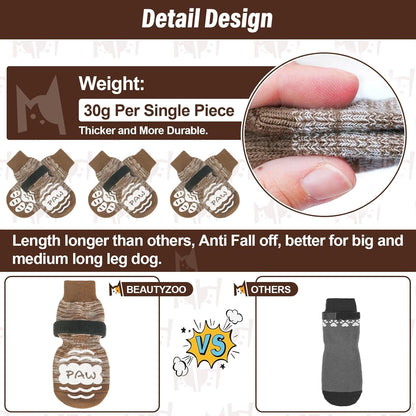 BEAUTYZOO Anti-Slip Dog Socks,Dog Shoes for Hot/Cold Pavement,Paw Protectors with Grips 3 Pairs for Puppy Small Medium Large Senior Old Dogs,Dog Socks to Prevent Licking and Hardwood Floor Protection