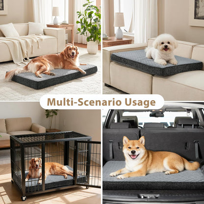 JOEJOY XL Dog Beds Large Sized Dog, Orthopedic Big Dogs Crate Bed with Washable Removable Cover, Extra Thick Egg-Crate Memory Foam Pet Beds up to 80 lbs, Grey, 41"x27"