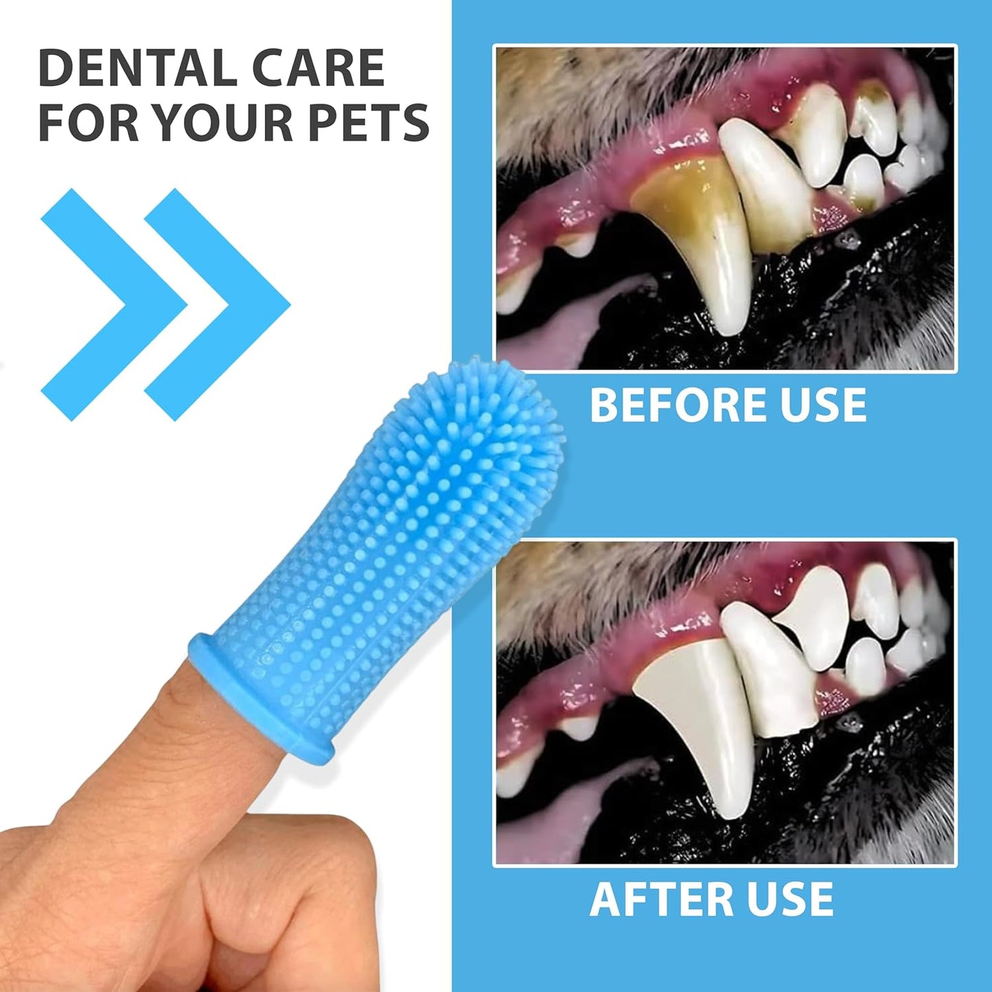 Premium 3-in-1 Pet Grooming Kit - Electrostatic Pet Hair Removal Glove with Safety Nail Scissors & Dual-Ended Toothbrush Set - Gentle Deshedding Mitt for Dogs, Cats & Furniture - All-in-One Care Pack