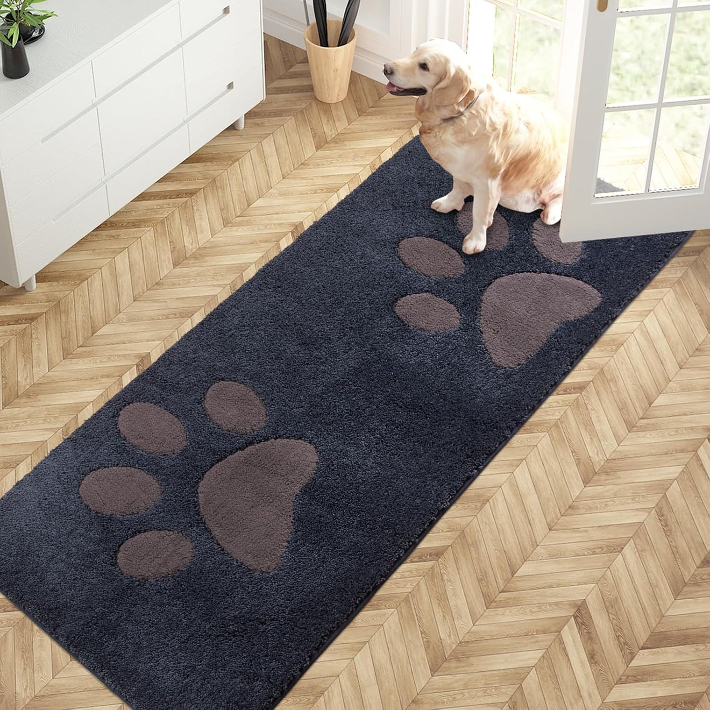 PURRUGS Dirt Trapping Door Mat 20" x 31.5", Non-Skid/Slip Machine Washable Microfiber Entryway Rug, Dog Doormat, Super Absorbent Welcome Mat for Muddy Wet Shoes and Paws, Grey