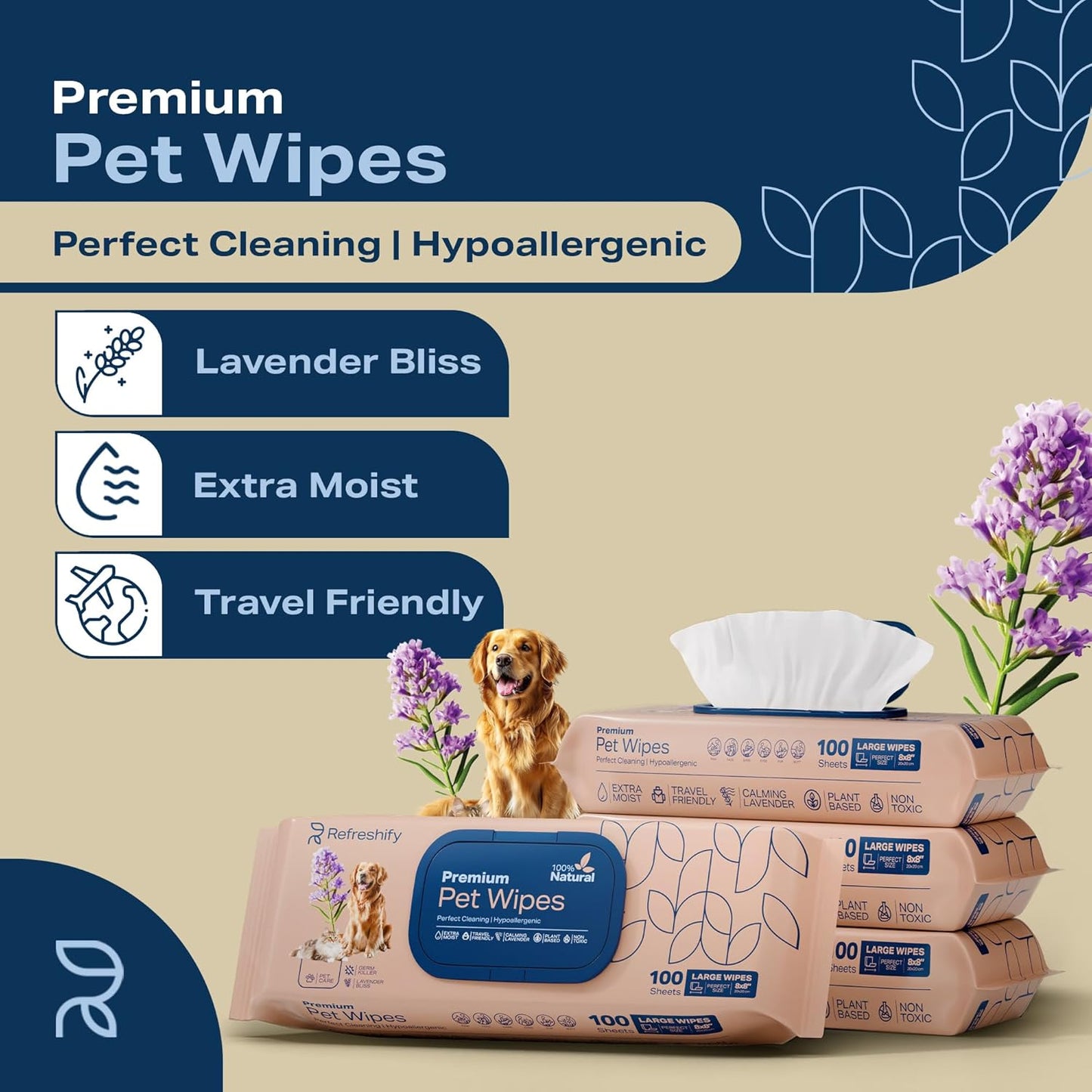 Dog Teeth Cleaning Wipes - 100 Value Pack - Fresh Mint Dog Dental Wipes, Vet Formulated Pet Teeth Cleaning Finger Wipes for Dogs & Cats – Effective Dog Teeth Cleaning, Plaque & Tartar Solution