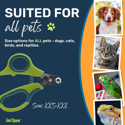 Zen Clipper Pet Nail Clipper for Cats – Cat Nail Clipper for Safer Grooming and Nail Care - Clean, Quiet, and Easy-to-Use Stainless Steel Cat Claw Trimmer - (1.5mm Hole)