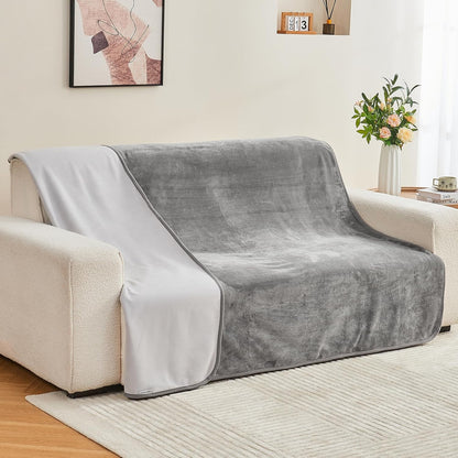 Waterproof Blanket 60"x80" for Adults, Reversible Waterproof Bed Cover for Dogs Cats Pets, Soft Leakproof Blanket for Bed Couch Sofa Furniture Protector, Dusty Pink/Off White