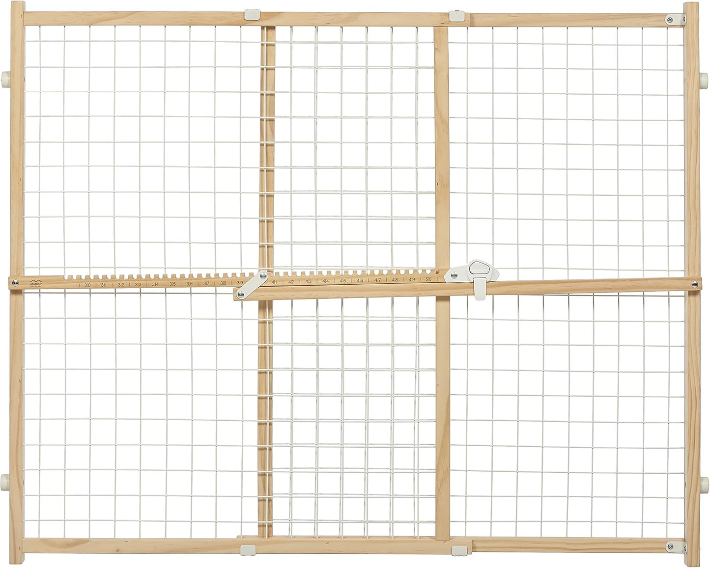 MidWest Homes for Pets Wire Mesh Pet Safety Gate, Dog Gate Expands From 29 - 50 Inches Wide, 32 Inches Tall, Wood, Powder Coated Wire