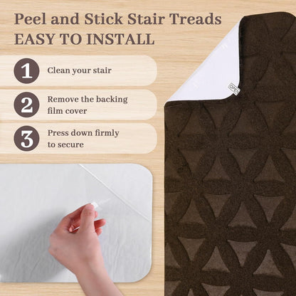 RIOLAND Stair Treads Carpet Non-Slip Indoor Stair Runners for Wooden Steps, Stair Rugs for Kids and Dogs, Set of 15, 8" X 30", Gray