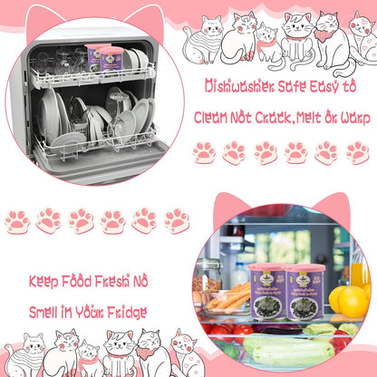 Uiifan 8 Pcs Cat Food Can Covers Lids Set, Silicone Pet Food Can Lids with Multi-Function Cat Foods Spoon and Opener, Silicone Wet Foods Spoon for Cats and Dogs(Pink)